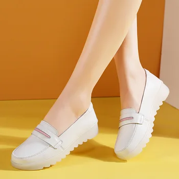 Női cipő Kórházba bőr ápoló cipő kényelmes, puha alsó fehér cipőmet fokozott bőr női cipő