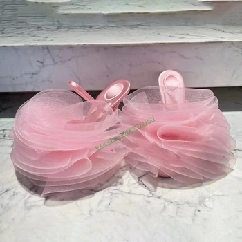 Háló Fürdő Labdát Virág Magas Sarkú Papucs Cipő 2023 Nyáron Új Kör Toe Biztonsági Öv Slingback Stiletto Pink Női Szandál