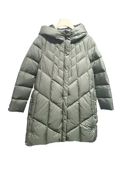 Kabát kapucnis, hosszú, laza formában egyszínű cipzár design meleg, kényelmes 2023 téli új 1207